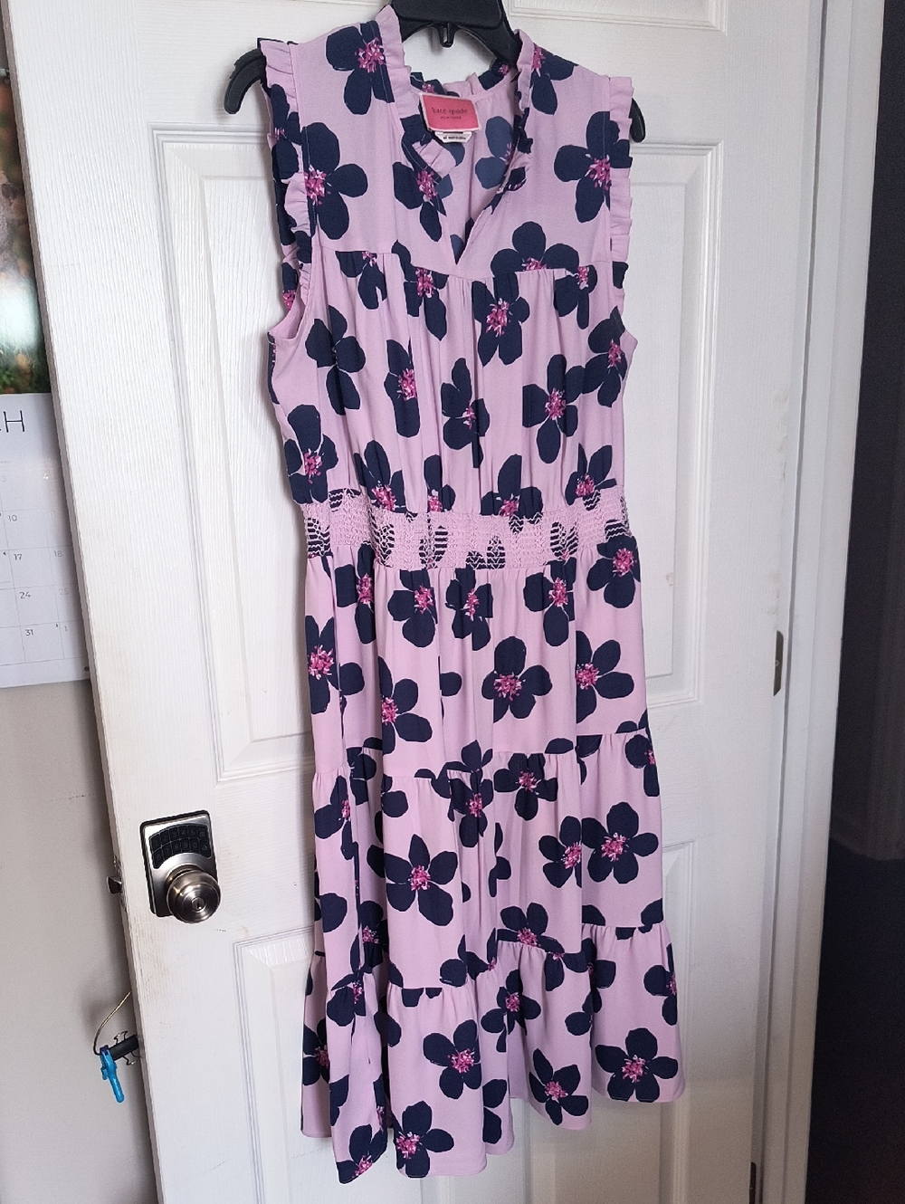 kate spade Lavender, Pink And Navy Sleeveless Floral Midi Dress